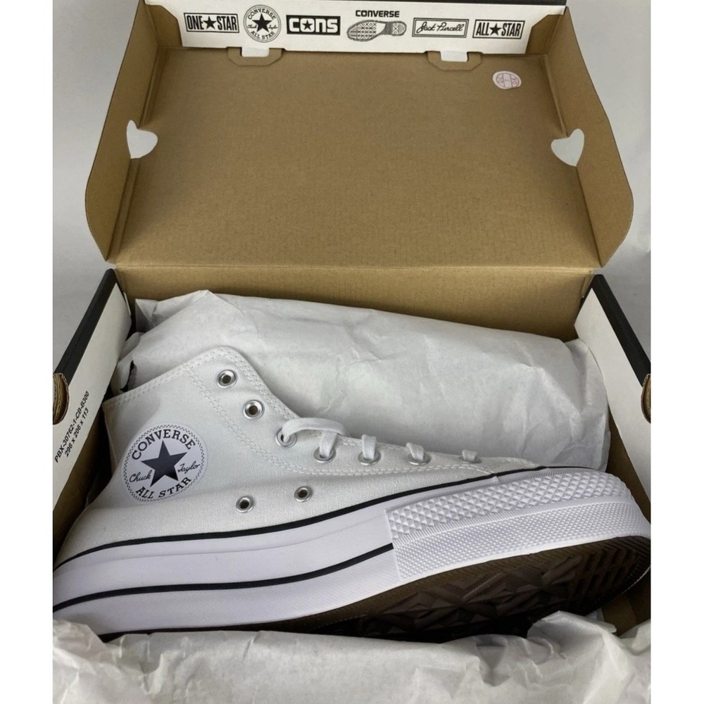 Converse Chuck Taylor All Star Lift Canvas HighTop White Sneakers Women 9.5 NEW